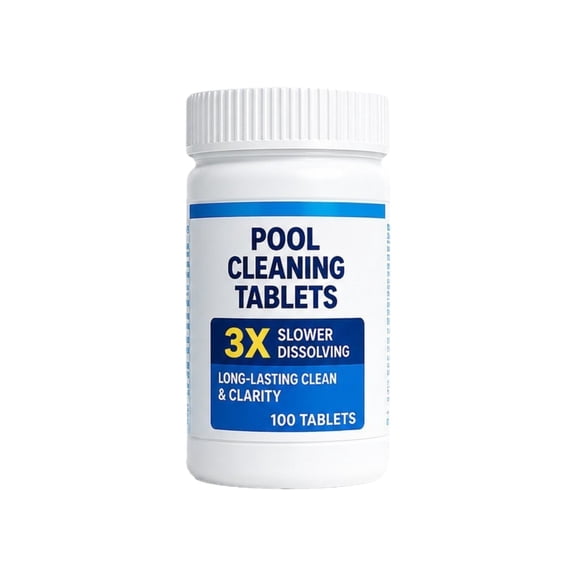 3X Slower Dissolving Pool Cleaning Tablets 100 Count, Mini Water Clarifier Pucks for Inflatable Pools, Hot Tubs & Spas, Long-Lasting Clean & Clarity