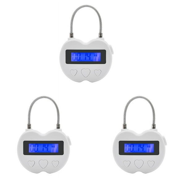 3X Smart Time Lock LCD Display Time Lock Multifunction Electronic Timer, USB Rechargeable Temporary Timer Padlock