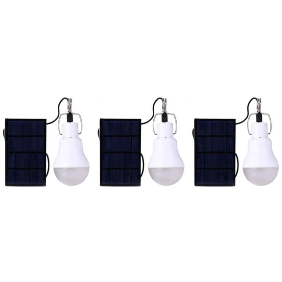 3X Solar Panel Powered LED Bulb Light Portable Outdoor Camping Tent Energy Lamp 15W