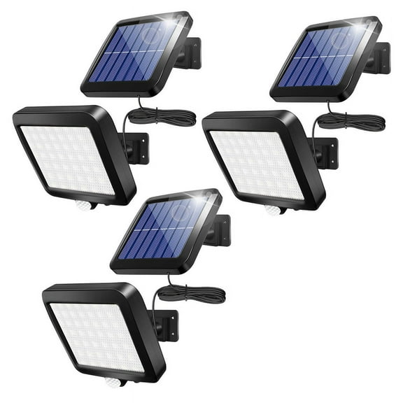 3X Solar Power Wall Light Outdoor Motion Sensor Light 56 LED Security Night Light for Garden Garage Driveway Porch Fence,3 x wall lamp 3 x solar panel,Black