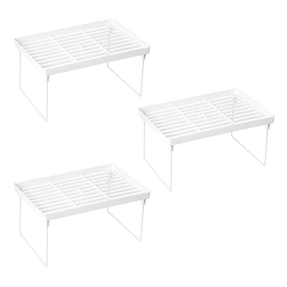 3X Stacking Cabinet Shelf Rack Steel Metal Leg - Cupboard, Plate, Dish, Counter & Pantry Organizer