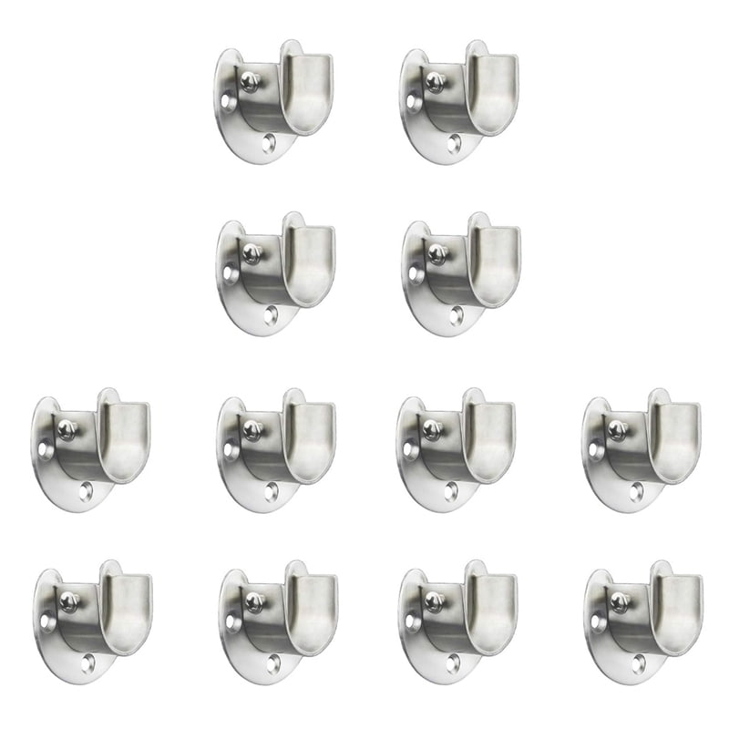 3X Stainless Steel Closet Closet Bracket, U-Shaped Open Socket Bracket, Shower Curtain Rod End Support Sleeve Flange
