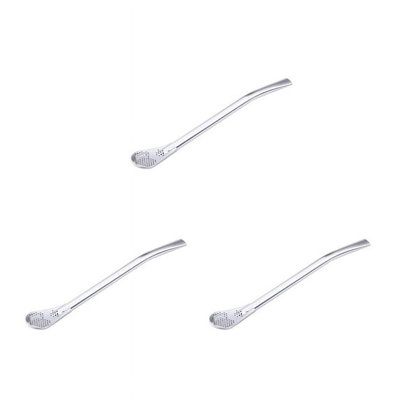 3X Stainless Steel Drinking Straw Filter Handmade Herb Mate Tea Light Bulb Gourd Washable Practical Tea Tools Bar,3 X Tea Suction filter,Silver