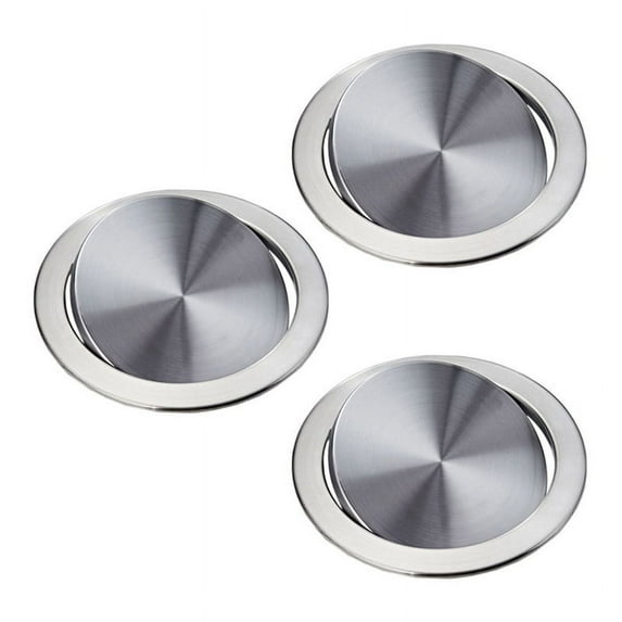 3X Stainless Steel Garbage Flap Lid Trash Bin Cover Flush Built-in Balance Swing Flap Garbage Lid for Kitchen Counter