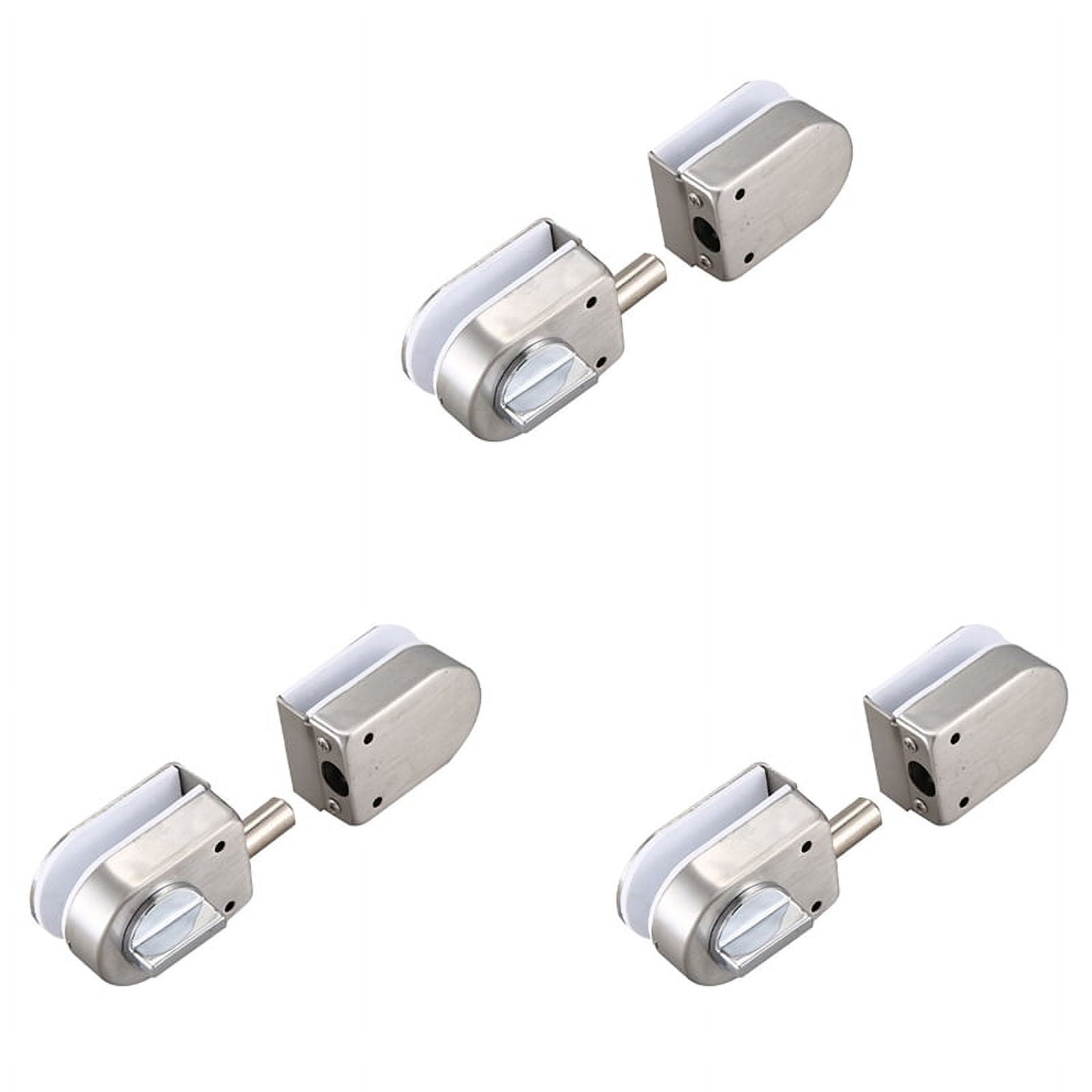 3X Stainless Steel,Glass Door Latches Lock/Bolt,138A ,Without Drilling,for Double Glass Door, Frameless Glass Door