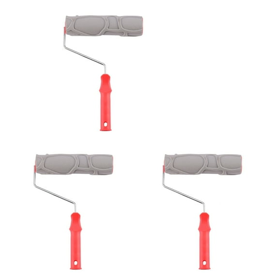 3X Stone Texture Rubber Embossed Paint Roller Brush Hand Tool Indoor and Outdoor Home Bedroom DIY Wall Decoration Tool