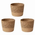 thumbnail image 1 of 3X Straw Weaving Flower Plant Pot Wicker Basket Rattan Flowerpot Storage Basket Handmade Woven Planter Basket M, 1 of 6