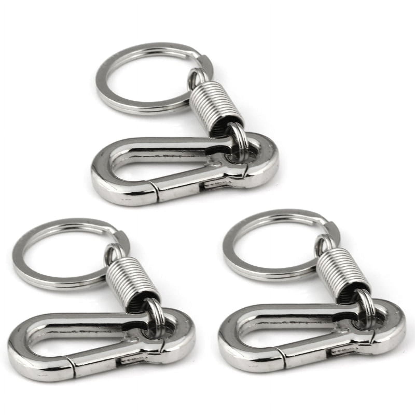 LARGE Silver ROUND CARABINER Clip, Key Ring Chain SNAP HOOK, 41mm diameter
