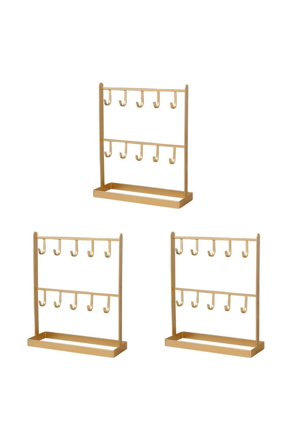 3X Tabletop Iron Jewelry Jewelry Earring Hanger Necklace Ring Earring Earring Shelf Display Shelf Porch Key Rack Gold