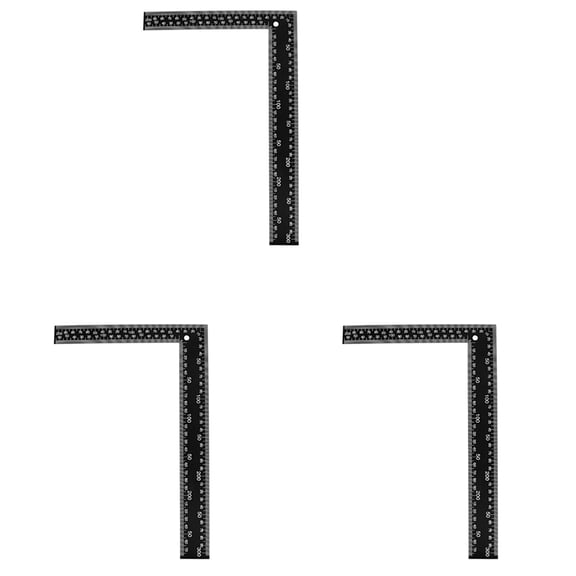 3X Teacher 0-30cm 0-20cm Measuring Range L Shaped Design Square Ruler Black
