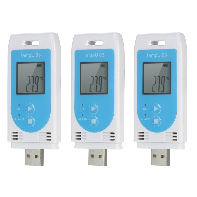 3X TempU 03 USB Temperature Humidity Data Logger Reusable RH TEMP Datalogger Recorder Humiture Recording Meter,3 x USB Temperature Humidity Recording Tester,white