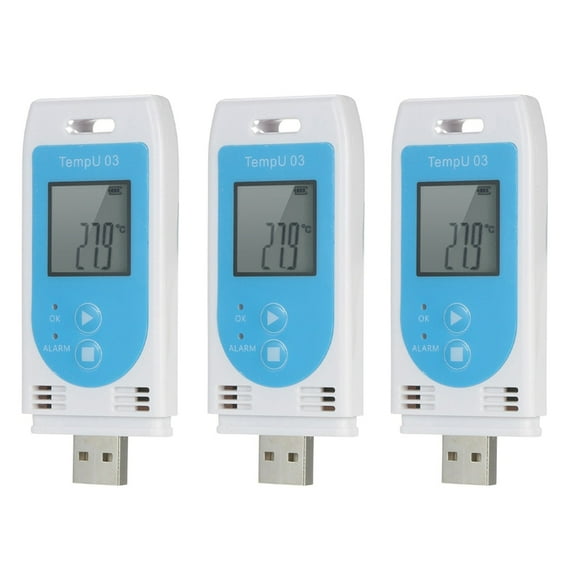 3X TempU 03 USB Temperature Humidity Data Logger Reusable RH TEMP Datalogger Recorder Humiture Recording Meter,3 x USB Temperature Humidity Recording Tester,white