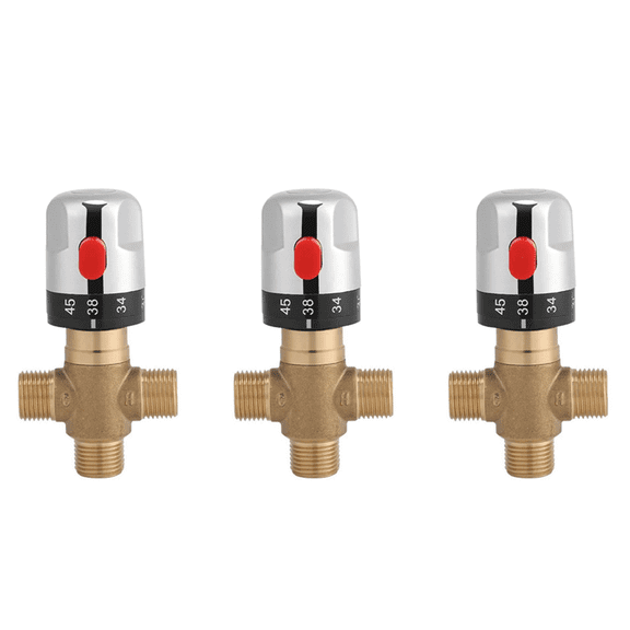 3X Thermostatic Mixing Valve Solid Brass G1/2 for Shower System Water Temperature Control Pipe Basin Thermostat Control