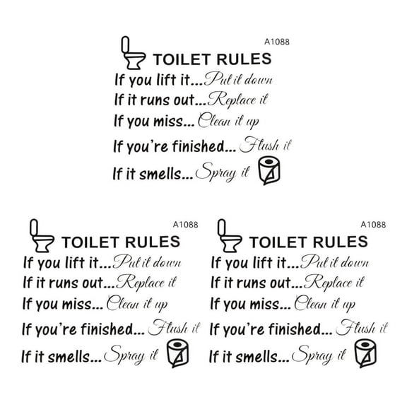 3X Toilet Rules Bathroom Removable Wall Sticker Vinyl Art Decals DIY Home Decor