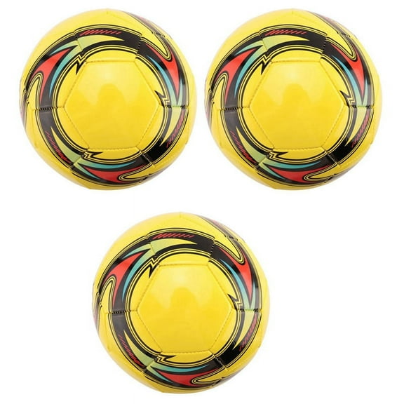3X Train Leather Soccer Ball Size 5 Train Match Football Non-Slip Football Game Indoor and Outdoor Football,3 * soccer ball,yellow