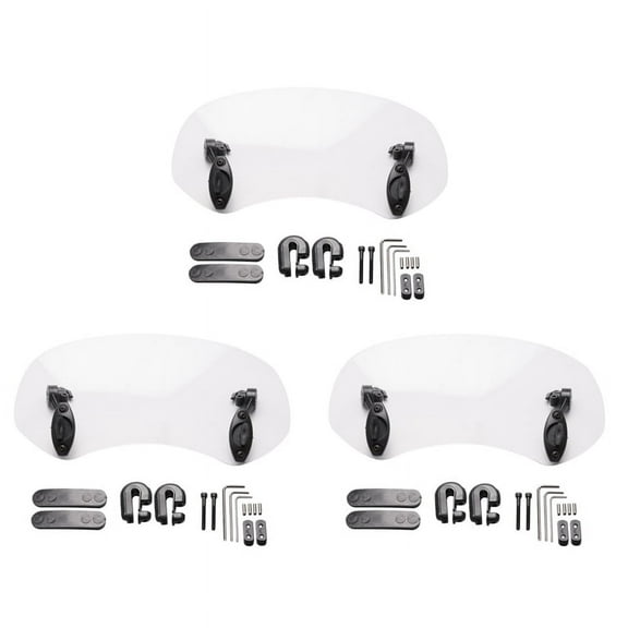 3X Transparent Color Universal Motorcycle Adjustable Wind Screen Extension Windshield Spoiler Air Deflector 28.5x12x21cm