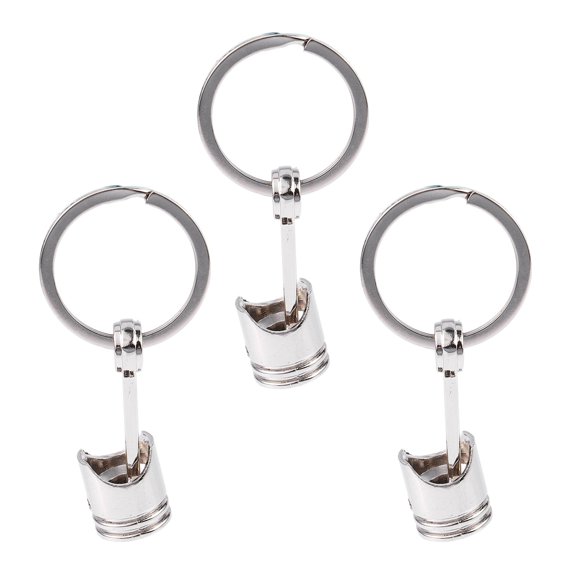 3X Trendy Car Engine Piston Keyring Chain Keychain Key Fob Silver,3 x Keychain,Silver