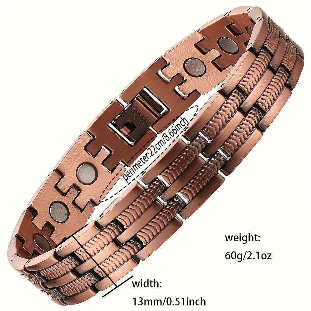 3X Triple Ultra Strength Copper Magnetic Bracelet for Men - 99.99% Pure Copper, Adjustable Sizing Tool, Joint Support, Valentine's Day Jewelry Gift,Simple version