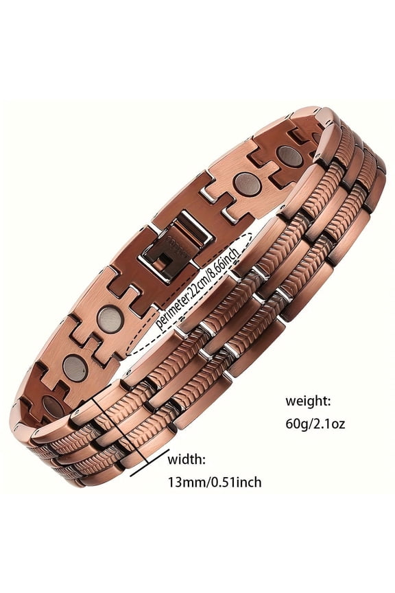 3X Triple Ultra Strength Copper Magnetic Bracelet for Men - 99.99% Pure Copper, Adjustable Sizing Tool, Joint Support, Valentine's Day Jewelry Gift,Simple version