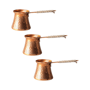 3X Turkish Coffee Pot Maker Moka 3 Person 200 ML Copper Handmade High Quality Decorative Gift Accessory