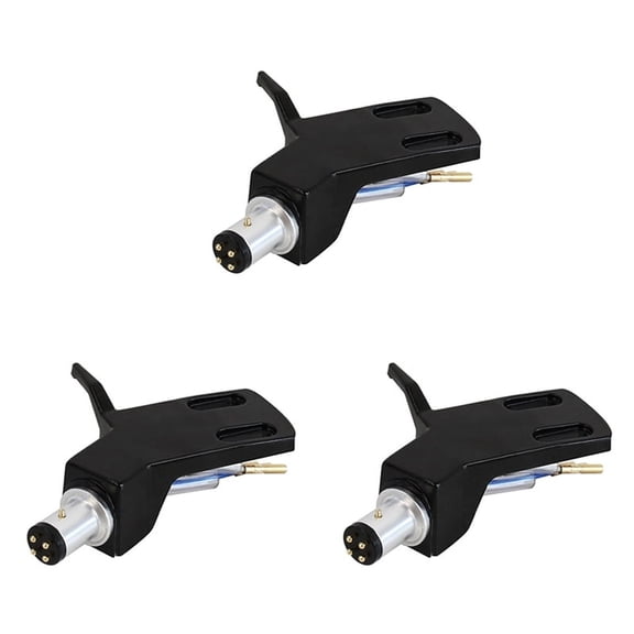 3X Turntable Headshell Aluminium Alloy Headshell Record Turntable Needle Replacement Phono Stylus Cartridges Rack Black