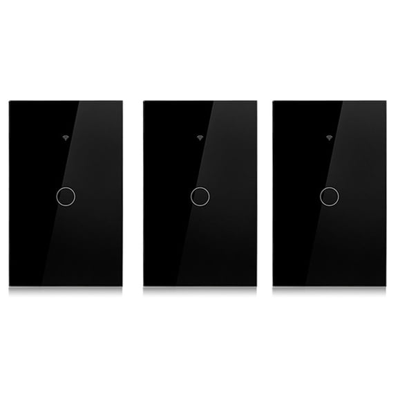3X Tuya US Plug WiFi Smart Wall Switch 1 Gang No Neutral Wire Touch Sensor LED Light Switches Smart   Black