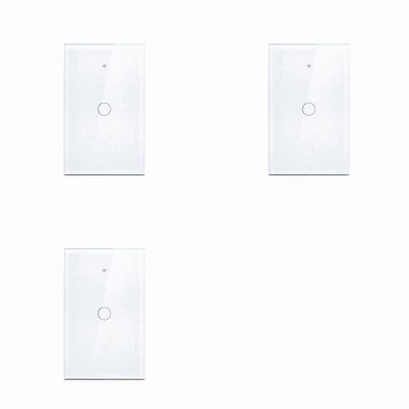 3X Tuya US Plug WiFi Smart Wall Switch 1 Gang No Neutral Wire Touch Sensor LED Light Switches Smart   White