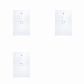 3X Tuya US Plug WiFi Smart Wall Switch 1 Gang No Neutral Wire Touch Sensor LED Light Switches Smart White