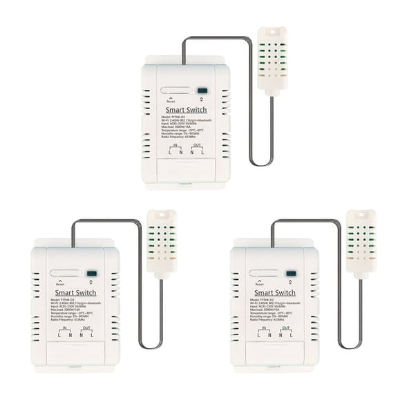 3X Tuya WiFi Switch 3000W 16A Wireless Thermostat Temperature and Humidity Monitoring with Energy Consumption Monitor