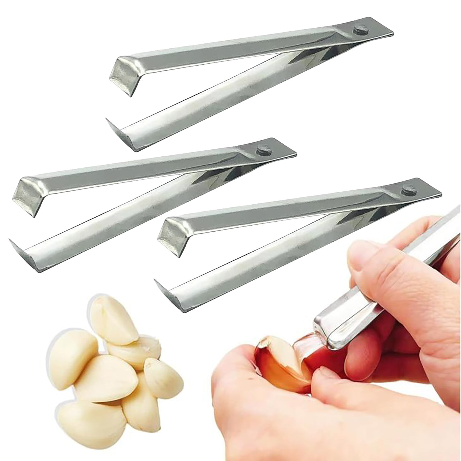 3X Tweezers, Garlic Peeler 3 Garlic Peeler Tweezers Stainless Garlic