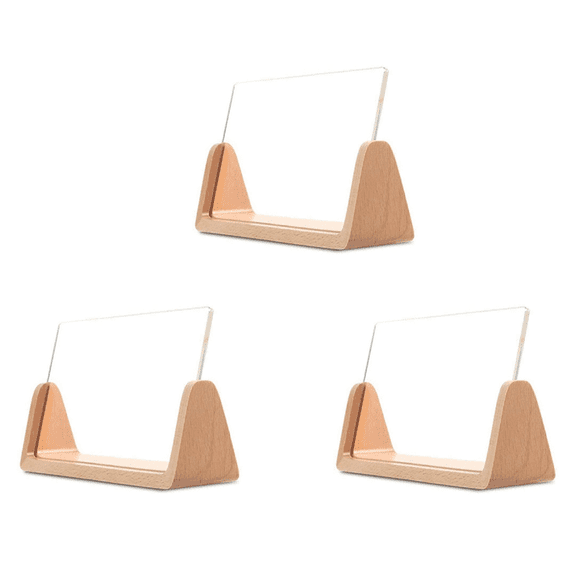 3X U-Shaped Acrylic Photo Frame Solid Wood Home Desk Decoration for Office/Bedroom/Living Room/Cafe-5 Inch