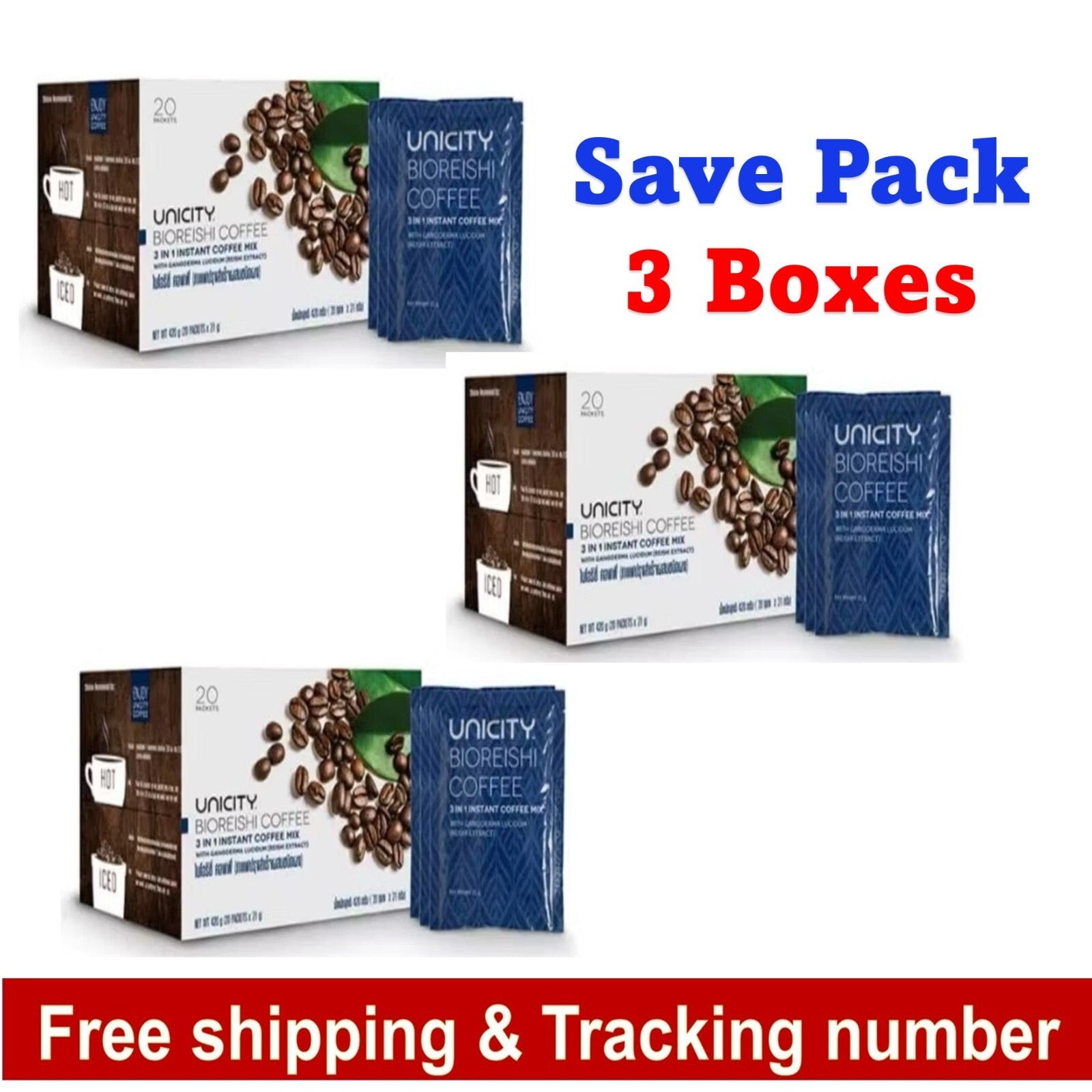 3X UNICITY BIO REISHI Instant Coffee Beverage Cholesterol Free Fat