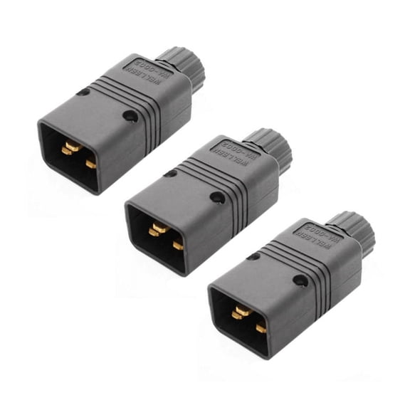 3X UPS Power IEC Male C20 Plug Power Cord Cable Plug Rewirable 16A / 250V Useful,3 Adapter,black