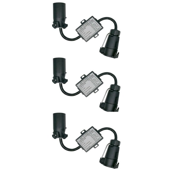 3X USA to EU Trailer Light Converter US 7-Way Blade Socket to EU 7-Pin Round Plug