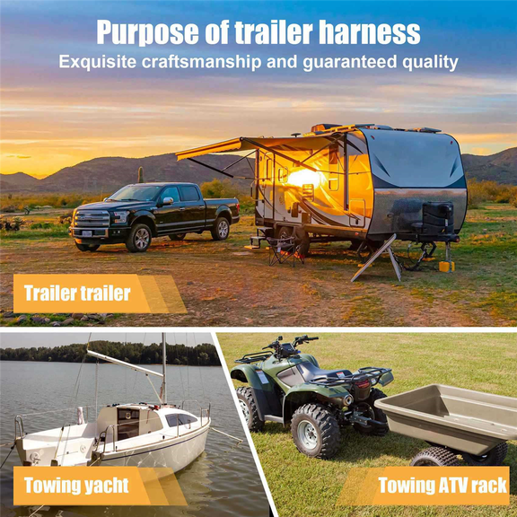 3X USA to European Trailer Light Converter 7 Way Flat Socket (US Vehicle) to 13-Pin Round Plug (EU Trailer)