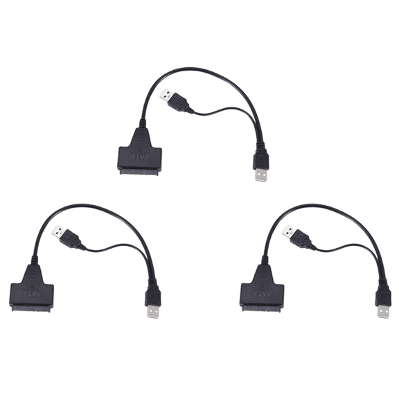 3X USB 2.0 to IDE SATA S- 2.5/3.5 Inch Adapter for HDD/SSD Laptop Hard Disk Drive Converter Cable,3 x SATA Hard Disk Drive Converter Cable,Black