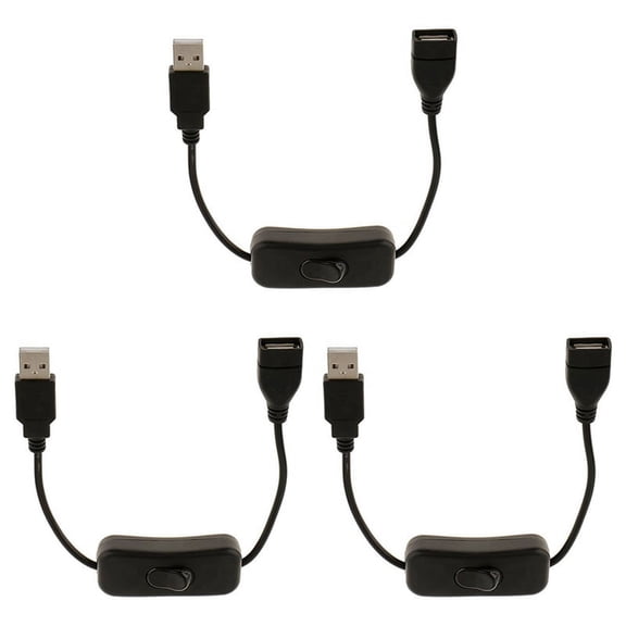 3X USB A Male to Female Extension Cable with Switch on / Off,3 x Switch Extension Cable,black