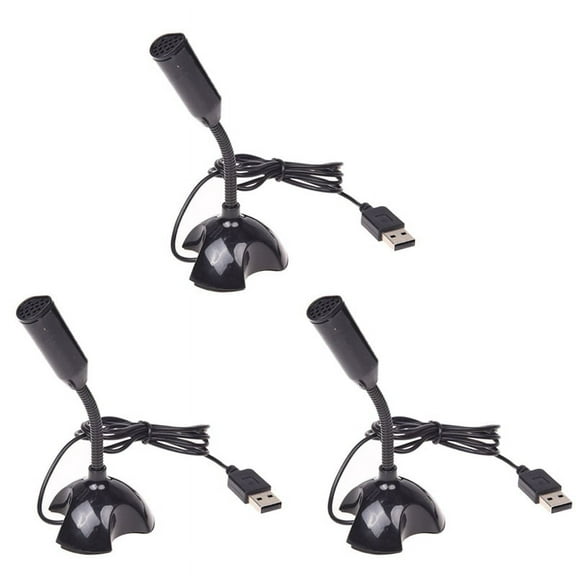 3X USB Microphone Web Flexible Noise Canceling Mic for PC Computer Laptop Stand,3 x USB Microphone,Black