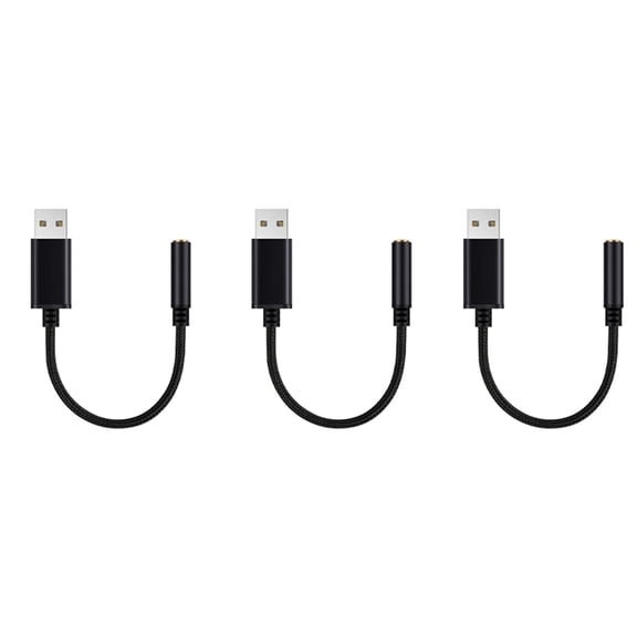 3X USB to 3.5mm Headphone Jack Audio Adapter,External Stereo Sound Card for PC, Laptop,for ,for (0.6 Feet,Black)