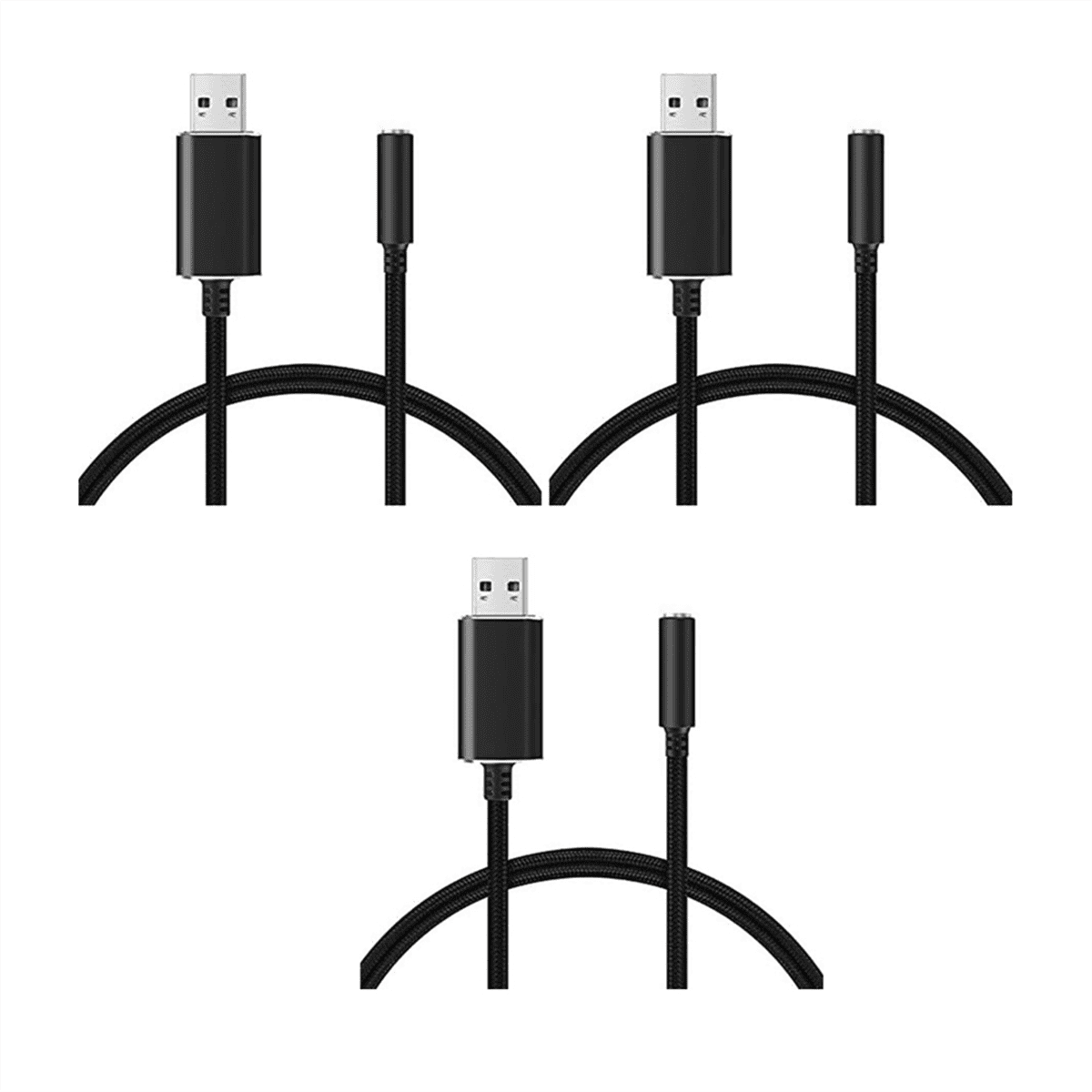 3X USB to 3.5mm Jack Audio Adapter with 3.5mm Headphone and Microphone