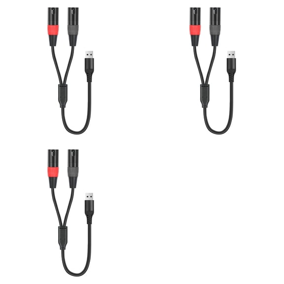 3X USB to XLR Audio Cable,USB to Dual XLR Male Output Cord,PC USB-Stereo Audio Cable Converter for Amplifier,100cm