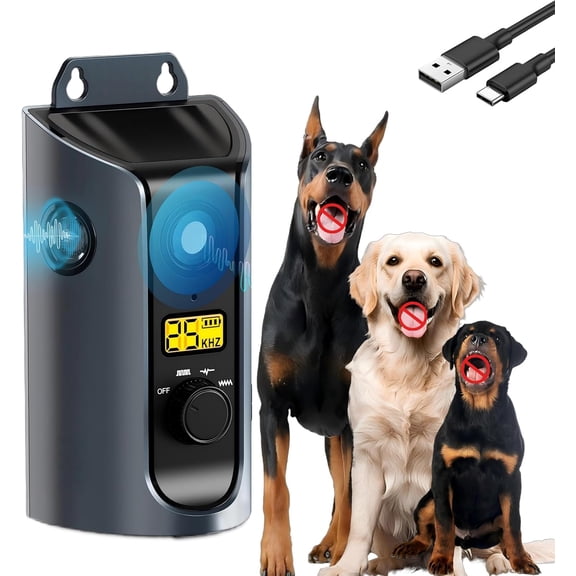 3X Ultrasonic Dog Bark Deterrent Device - 50FT Range Anti Barking Box with 3 Modes, Indoor/Outdoor Bark Silencer for Stopping Neighbor's Dogs, Humane Behavior Control for All Breeds