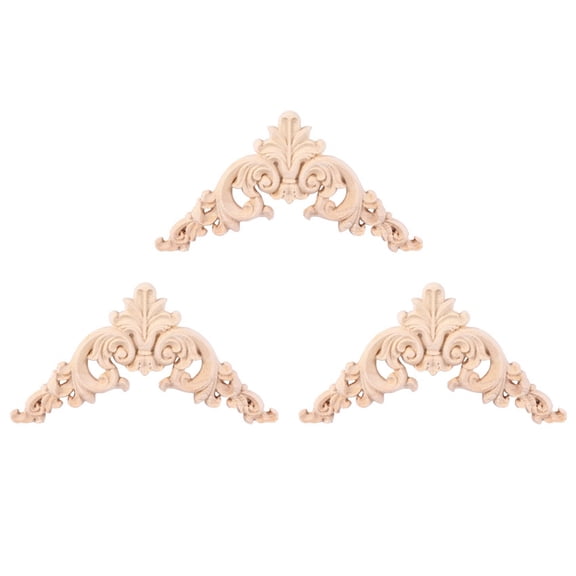 3X Unpainted Wood Oak Carved Corner Onlay Applique Furniture Home Decor 12.5x12.5cm