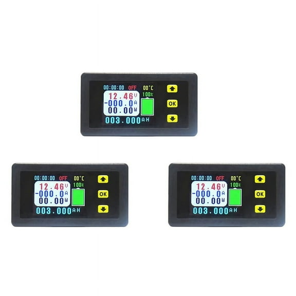 3X VA7510S Voltage and Current Meter,100A 6-75V/0V-120V DC Ammeter Voltmeter Monitor Output Battery Charge and Discharge