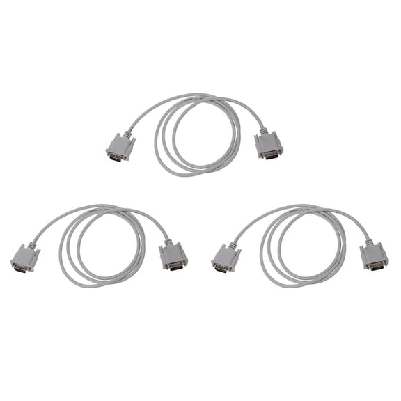 3X VGA DB15 Male to RS232 DB9 Pin Male Adapter Cable / Video Graphic Extension Cable (White, 1.4M)