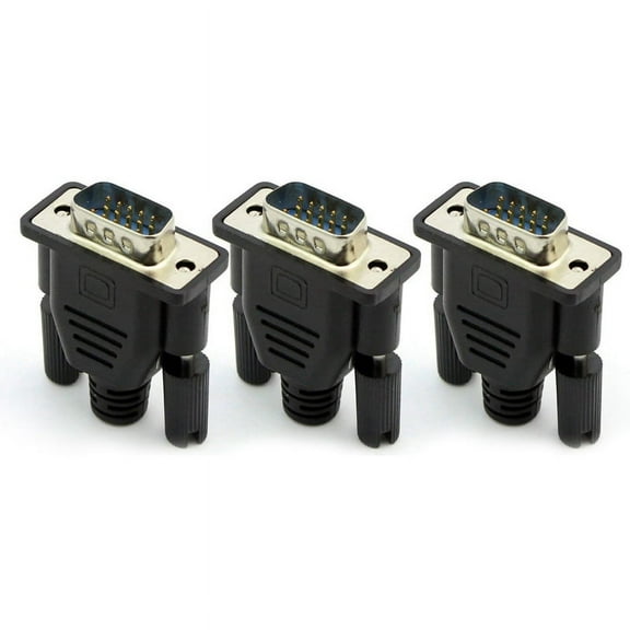 3X VGA Virtual Display Adapter Male Dummy Plug EDID Headless Ghost Emulator Lock Plate,3 x VGA Virtual Display Adapter,Black