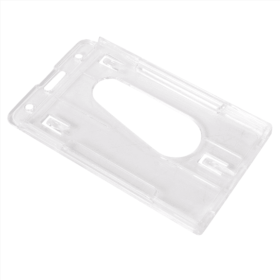 3X Vertical Hard Plastic Badge Holder Double Card ID Multi Transparent 10X6cm