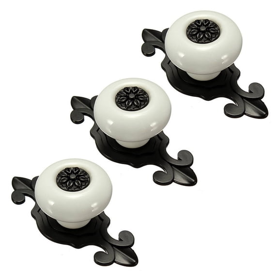 3X Vintage Ceramic Door Knobs Drawer Cabinet Cupboard Wardrobe Pull Handle White+Black