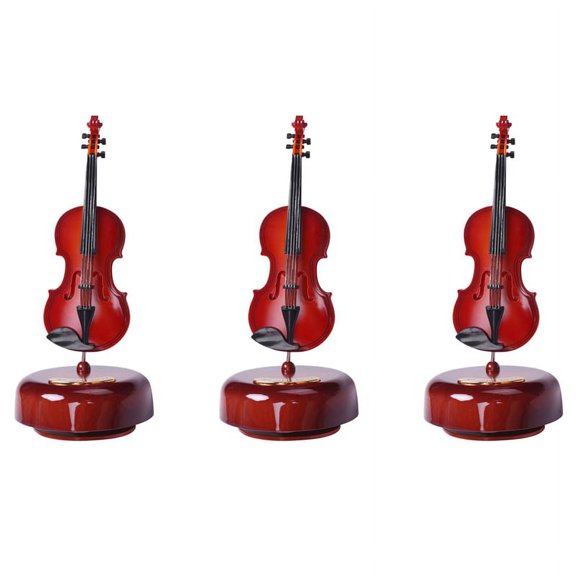 3X Violin Music Box, Rotating Musical Base, Classical Music Box Instrument, Gift for Birthday Christmas