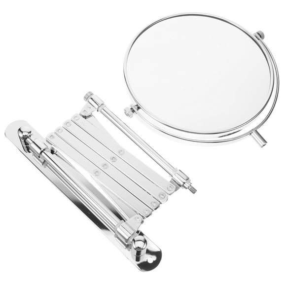 3X Wall Mounted Makeup Mirror Double Sided Wall Mirror Wall Folding Mirror Swivel Mirror Retractable Makeup Mirror for Bathroom ( Silver )